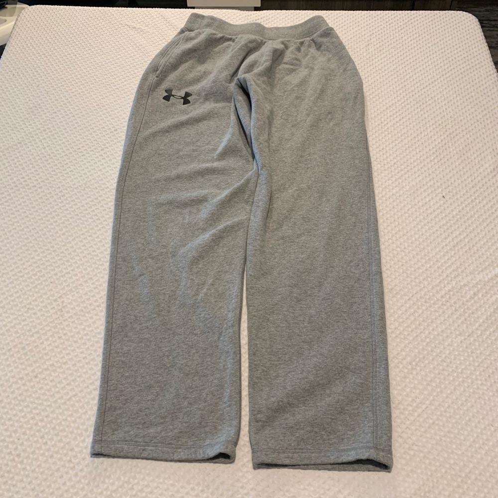 Under Armour Mens Large Tall Gray Fleece Loose Fit Straight Leg Sweatpants